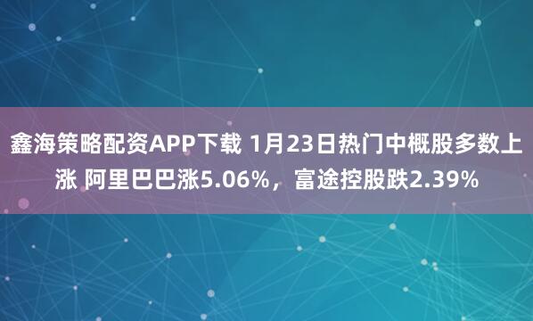 鑫海策略配资APP下载 1月23日热门中概股多数上涨 阿里巴巴涨5.06%，富途控股跌2.39%
